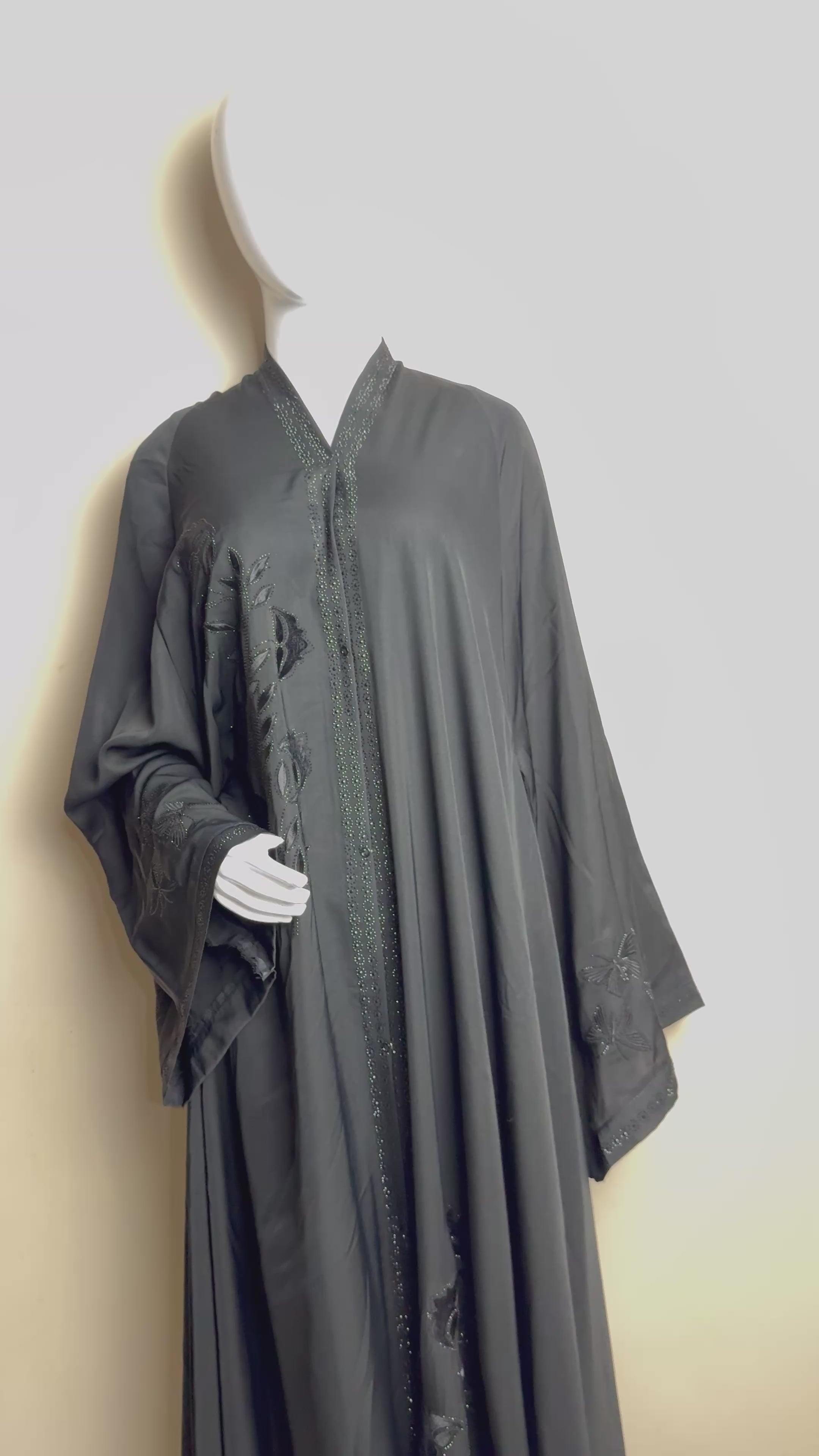 Midnight Bloom Embellished Black Abaya