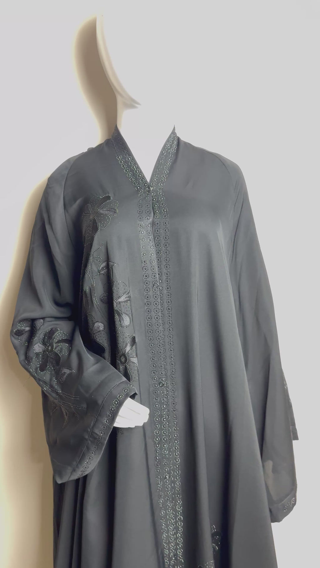 Floral Bloom Embellished Black Abaya