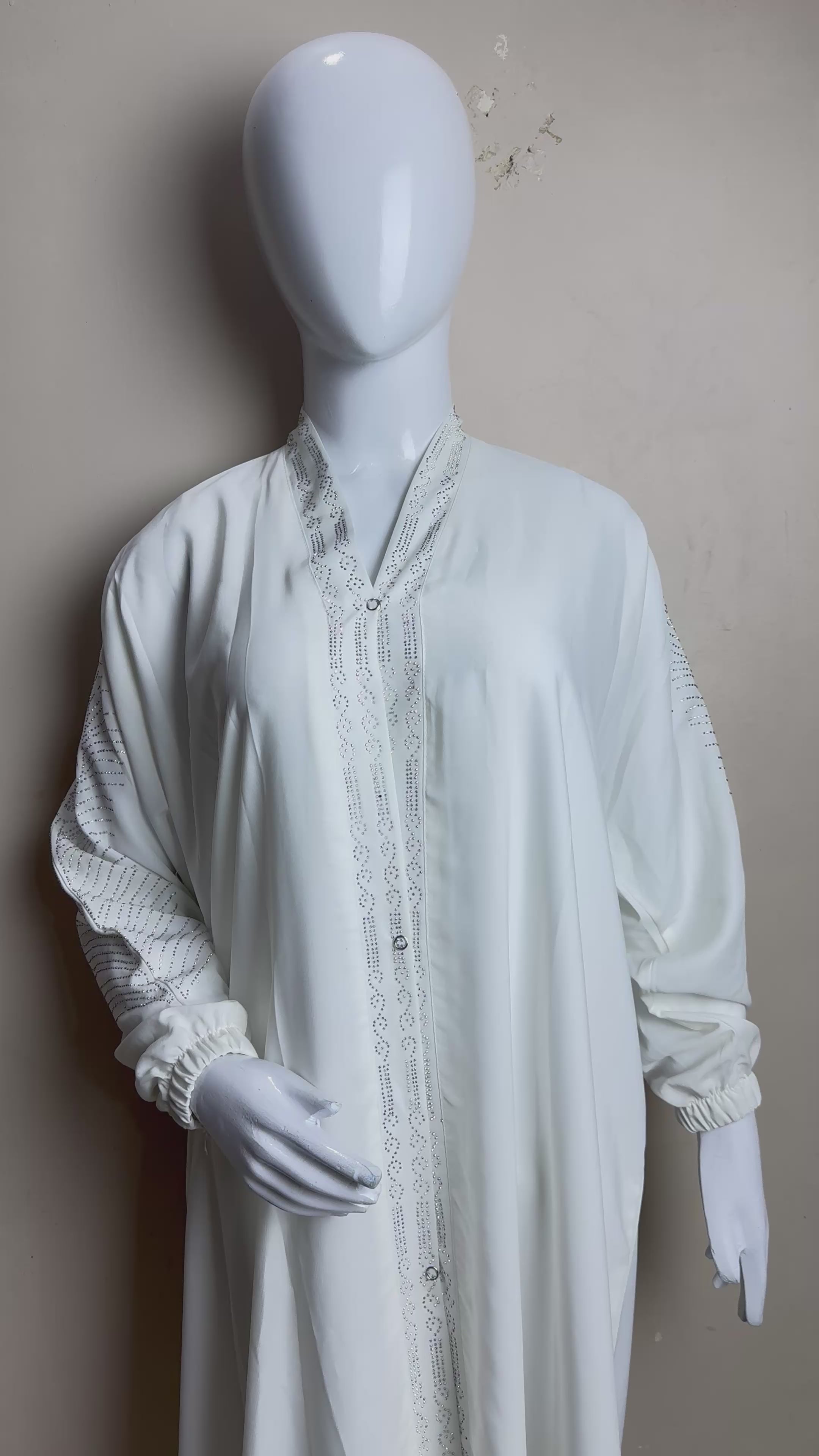 Radiant White Embellished Abaya