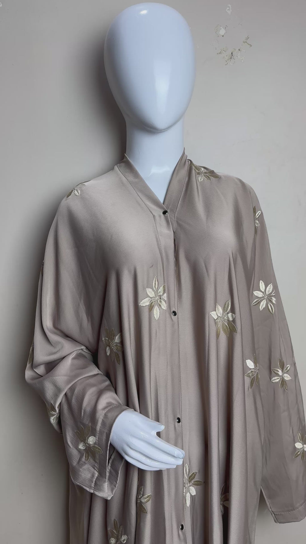 Serene Beige Floral-Embellished Abaya
