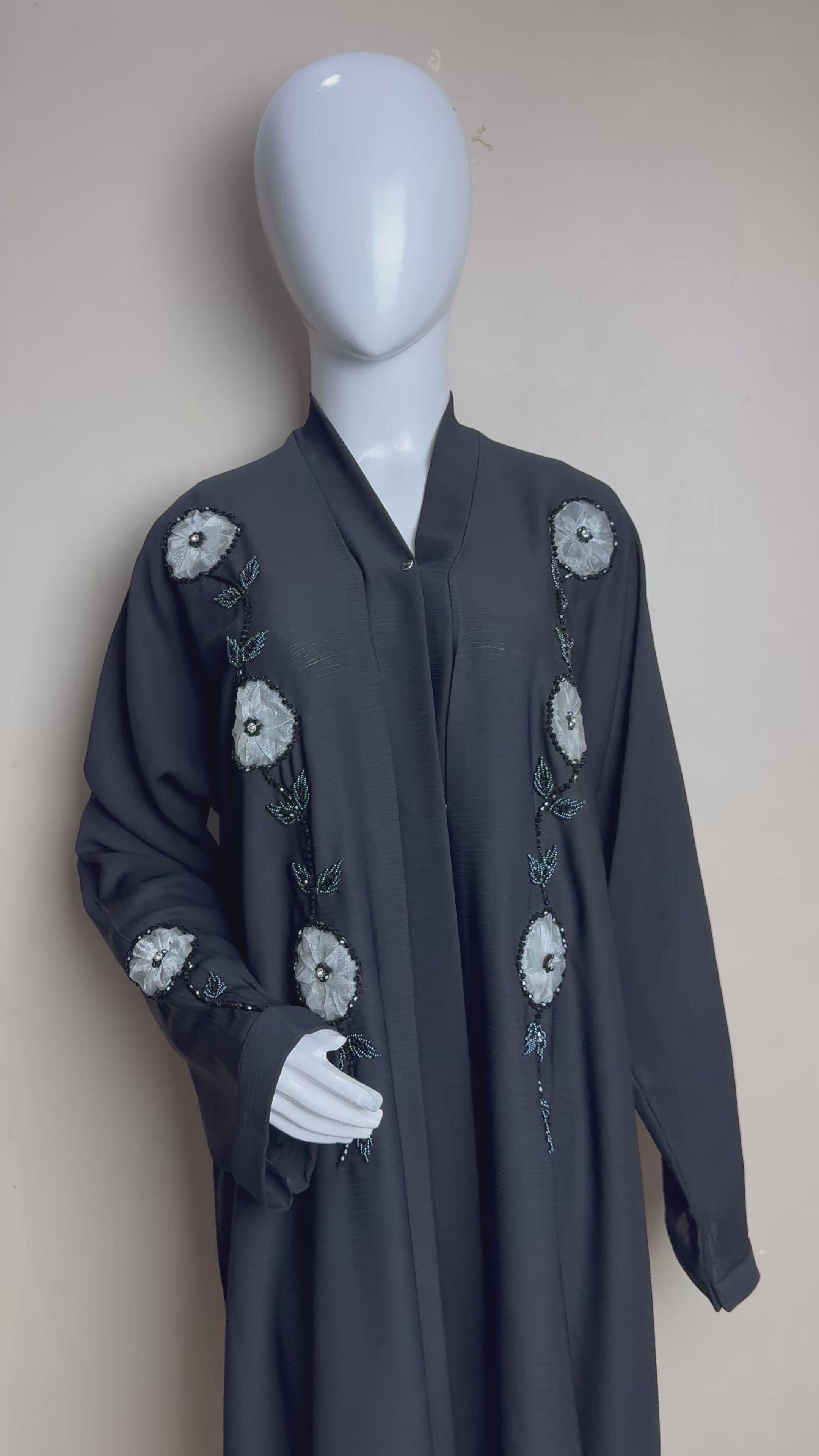 Premium Tissue Floral & Cut Dana Embroidered Abaya