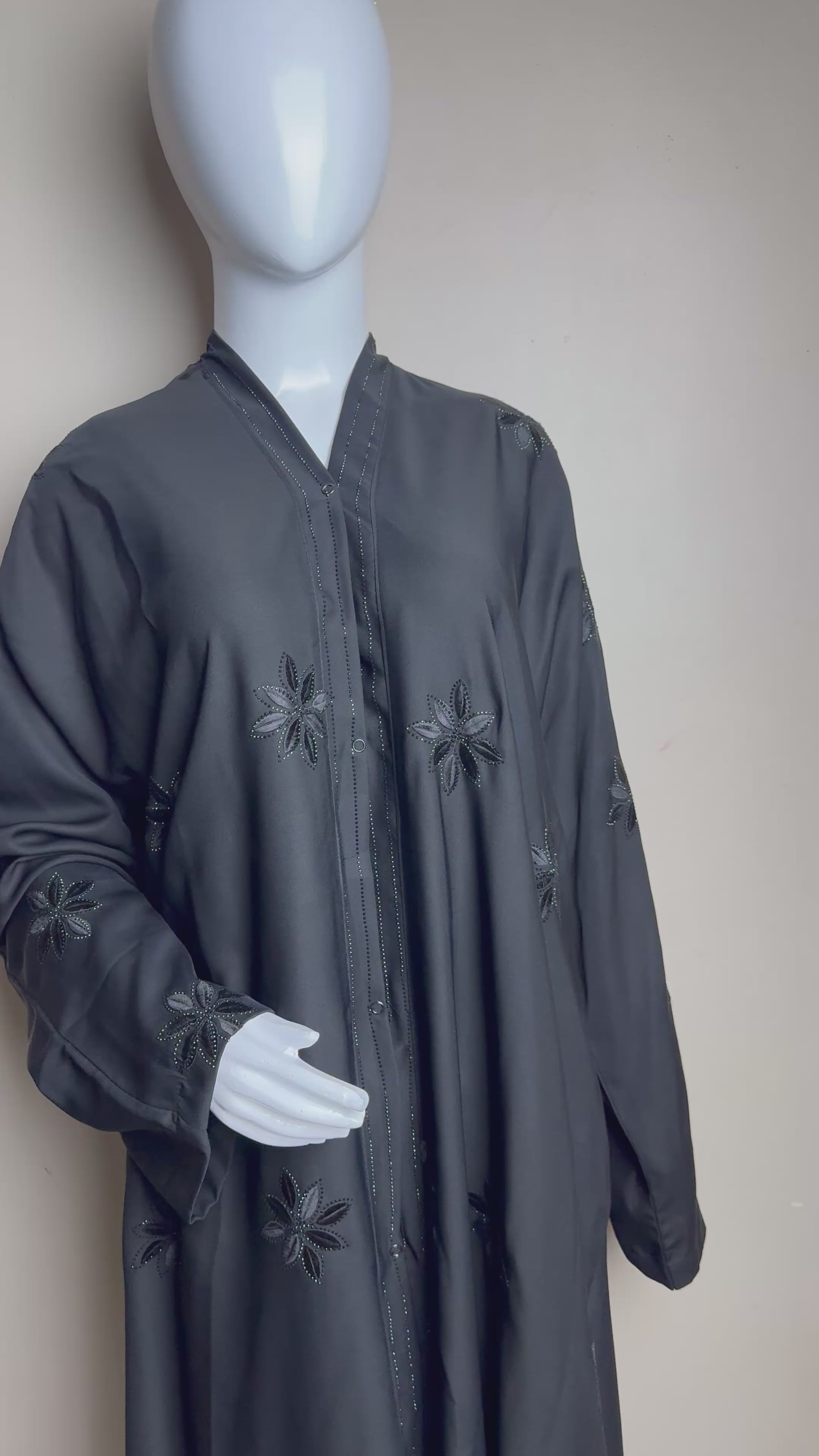 Starry Bloom Embellished Black Abaya