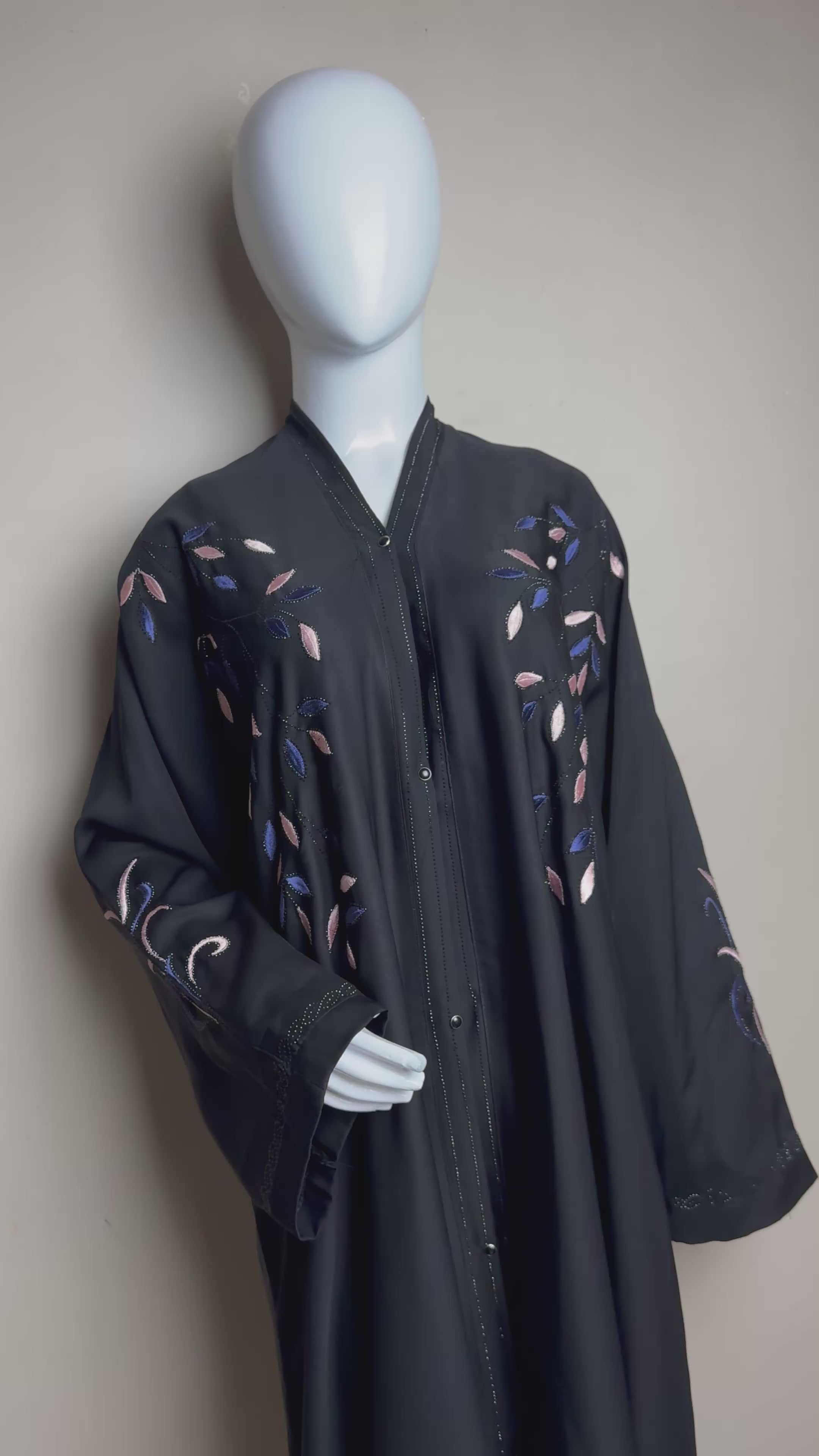 Midnight Floral Embroidered Abaya