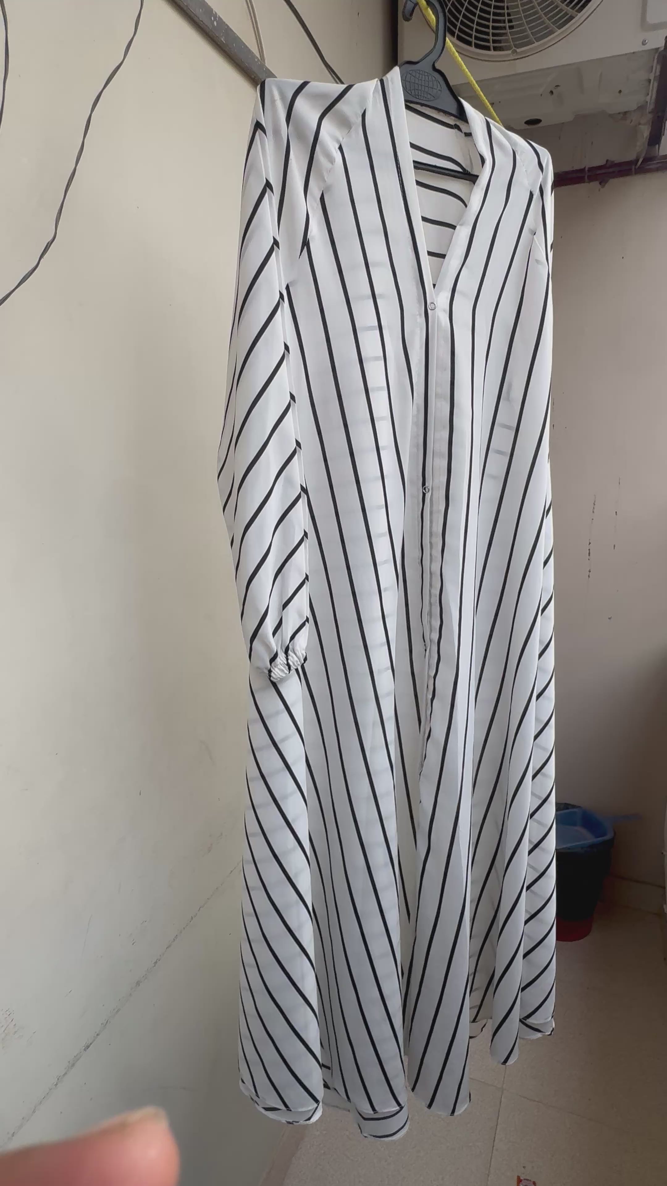 Monochrome Stripe Minimalist Abaya