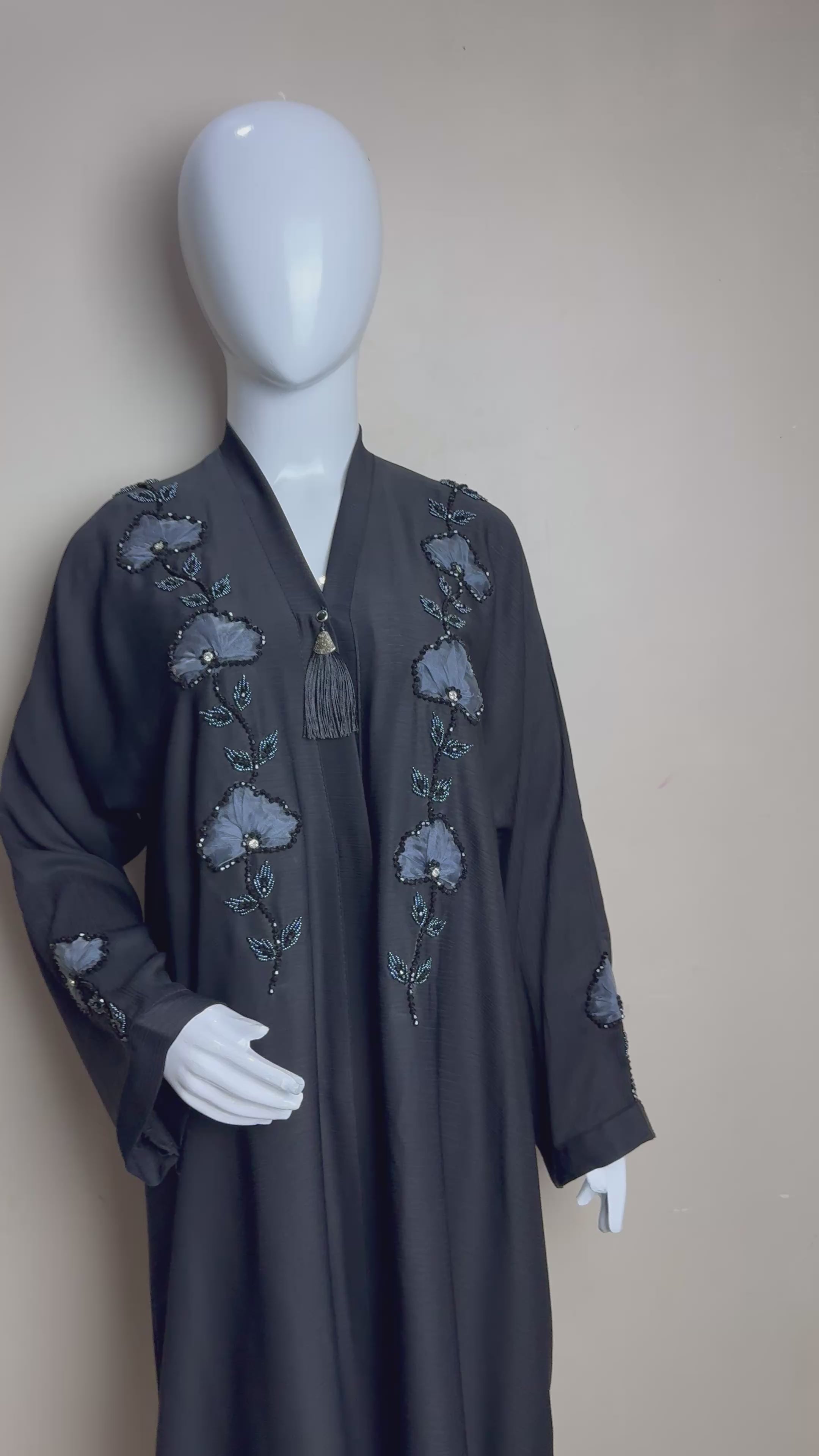 Artisan Tissue-Floral Black Abaya
