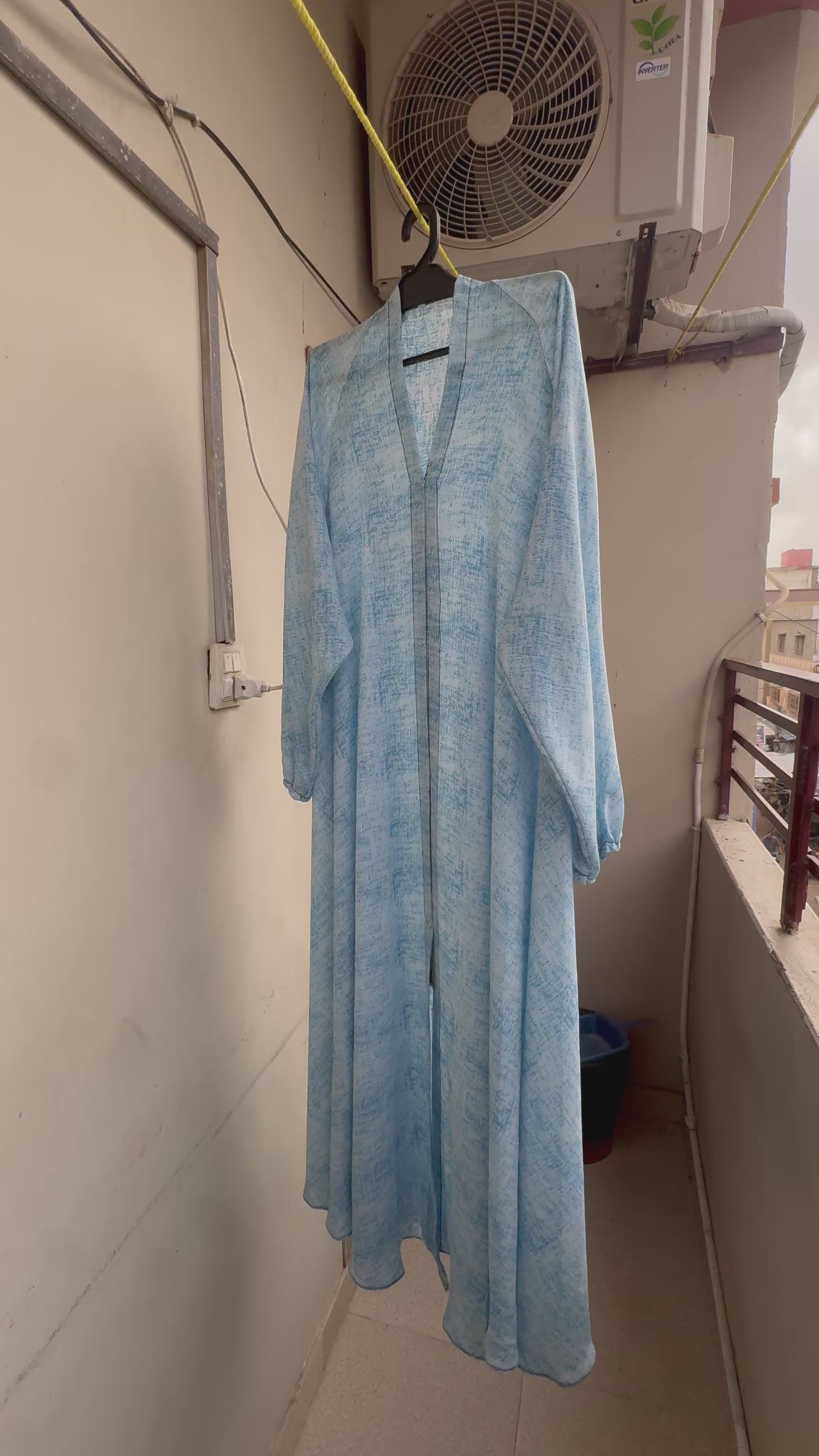 Azure Mist Textured Abaya