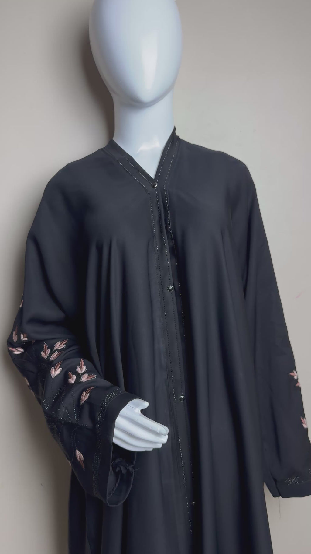 Floral Bloom Embellished Black Abaya
