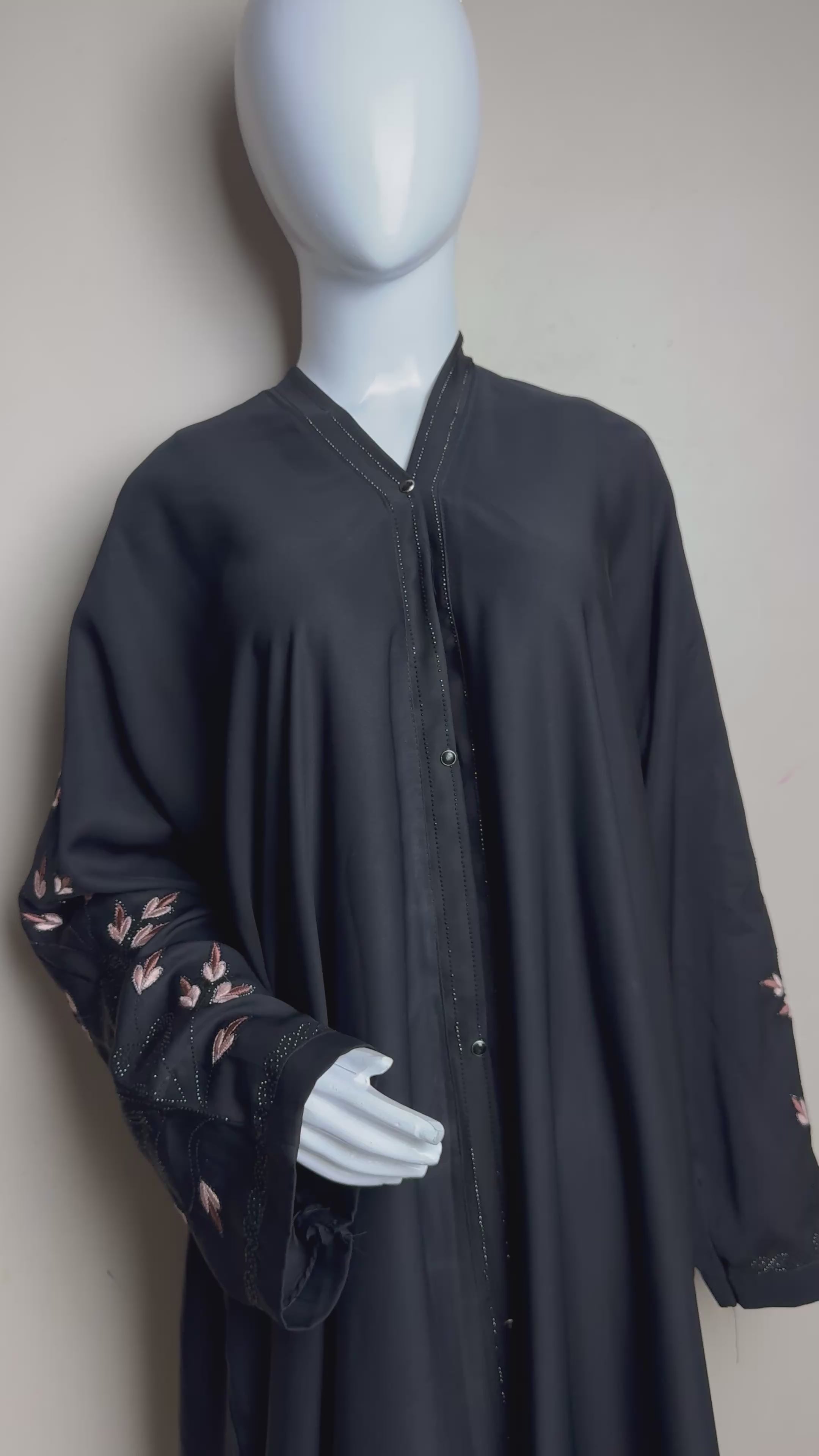 Floral Bloom Embellished Black Abaya