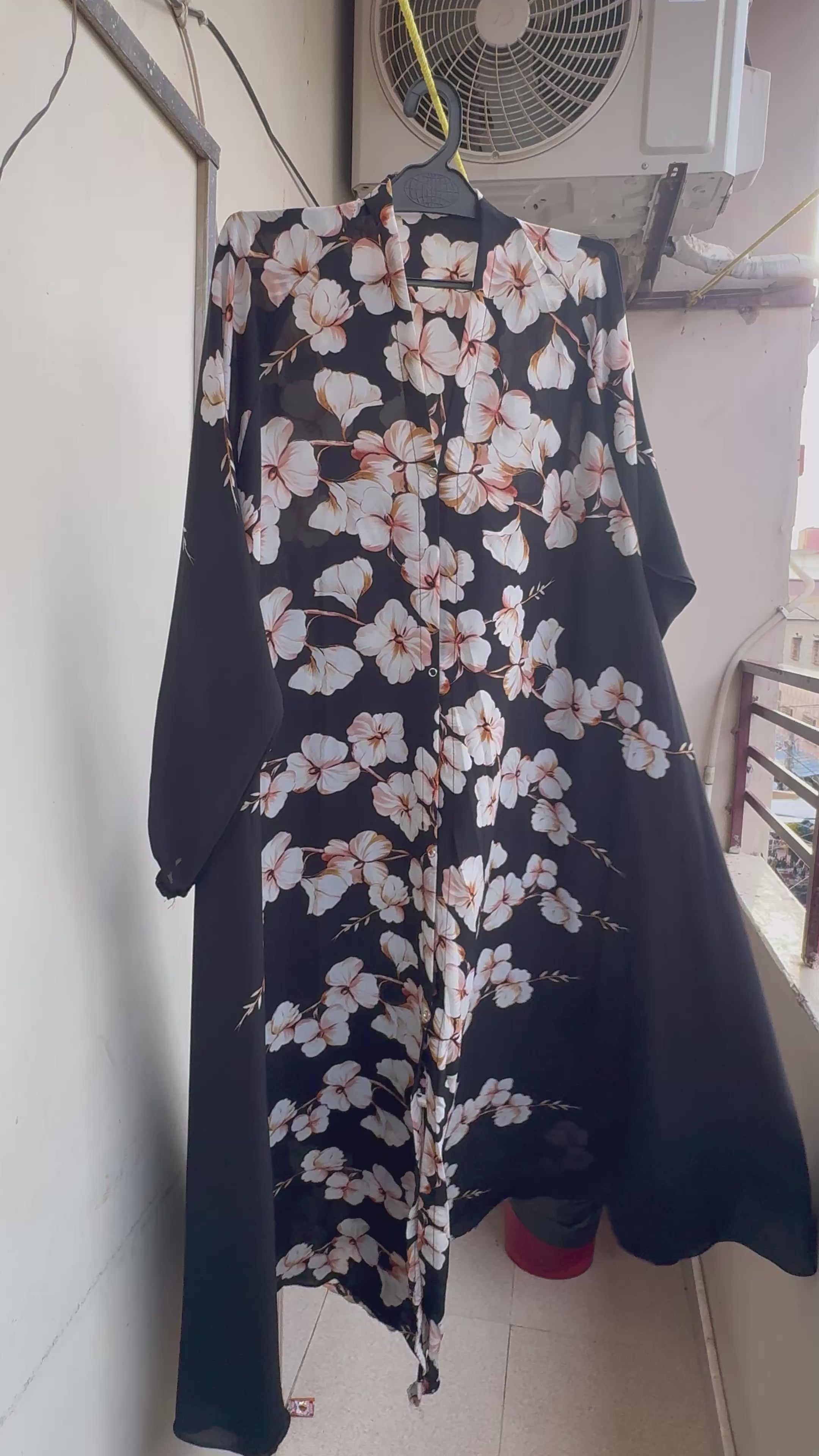 Blossom Noir Floral Abaya