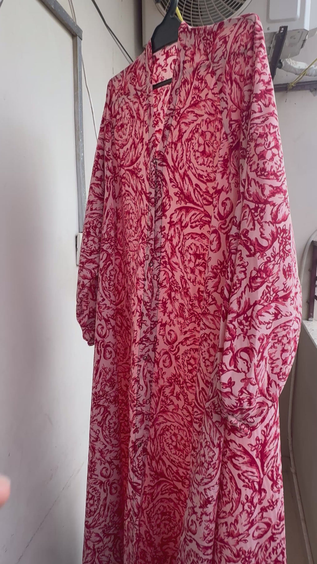 Crimson Damask Print Abaya