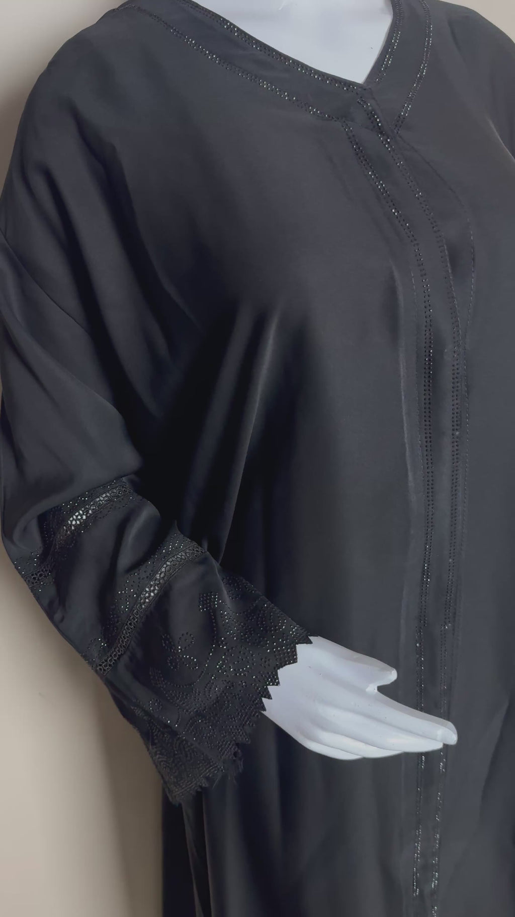 Premium Embroidered & Bead-Embellished Black Abaya