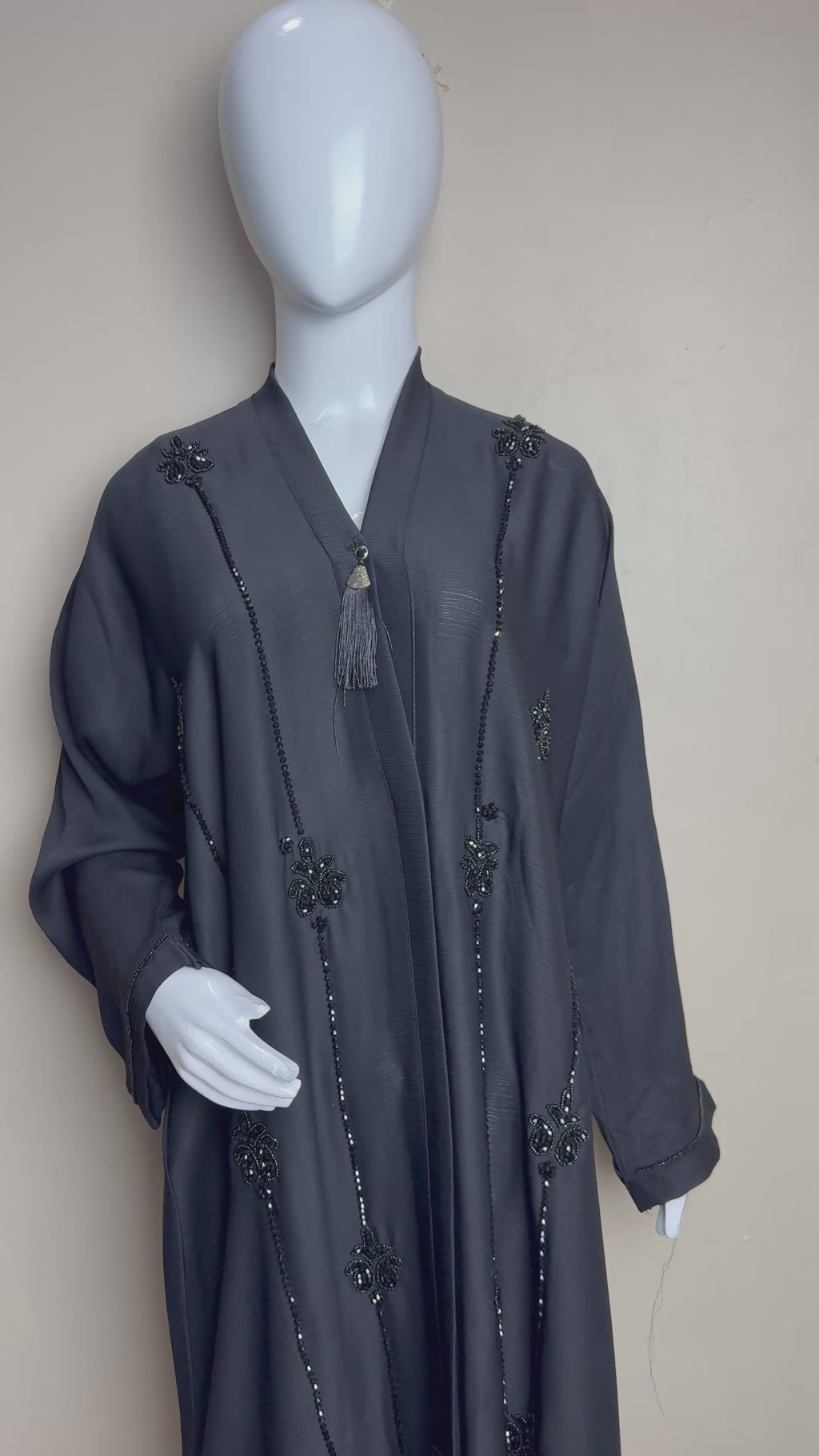 Cut work Bloom Embellished Black Abaya