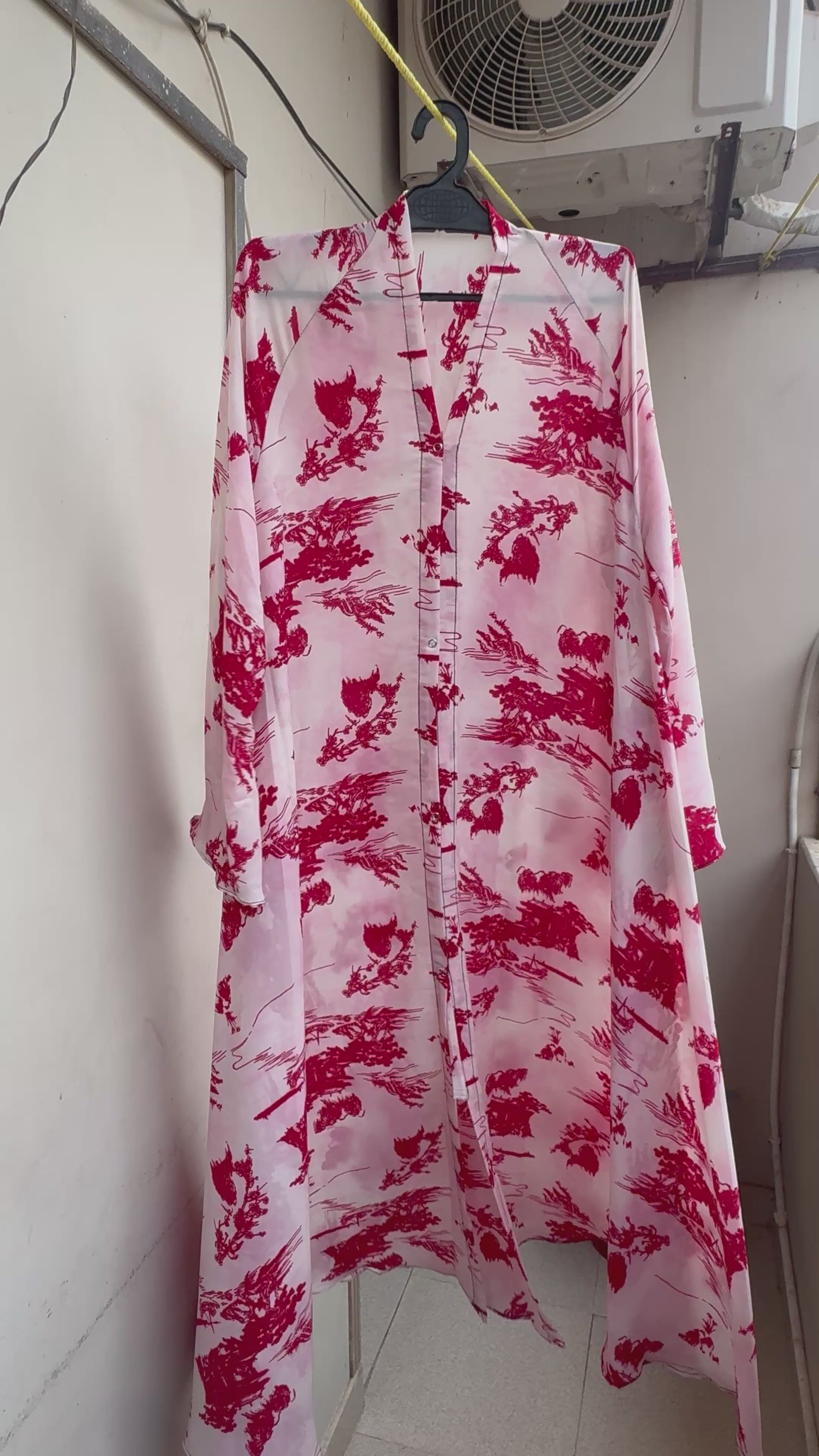 Crimson Abstract Print Abaya