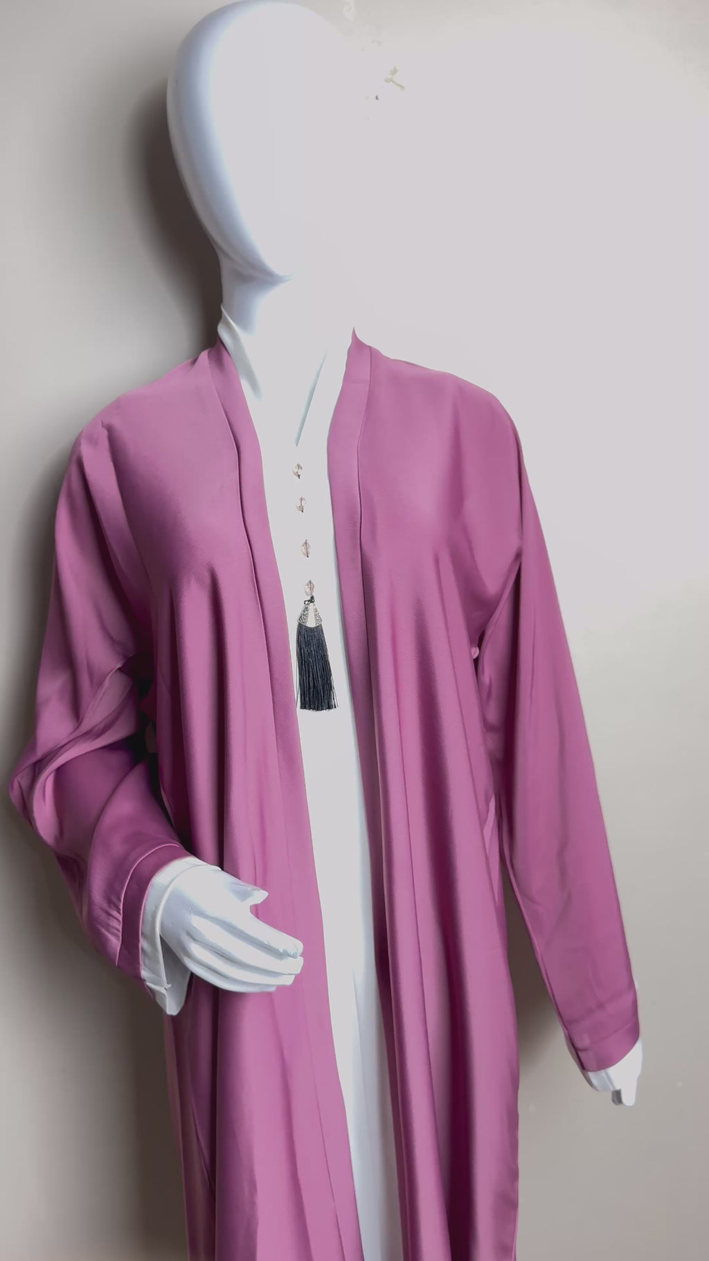 Two-Tone Mauve & White Sophisticated Abaya