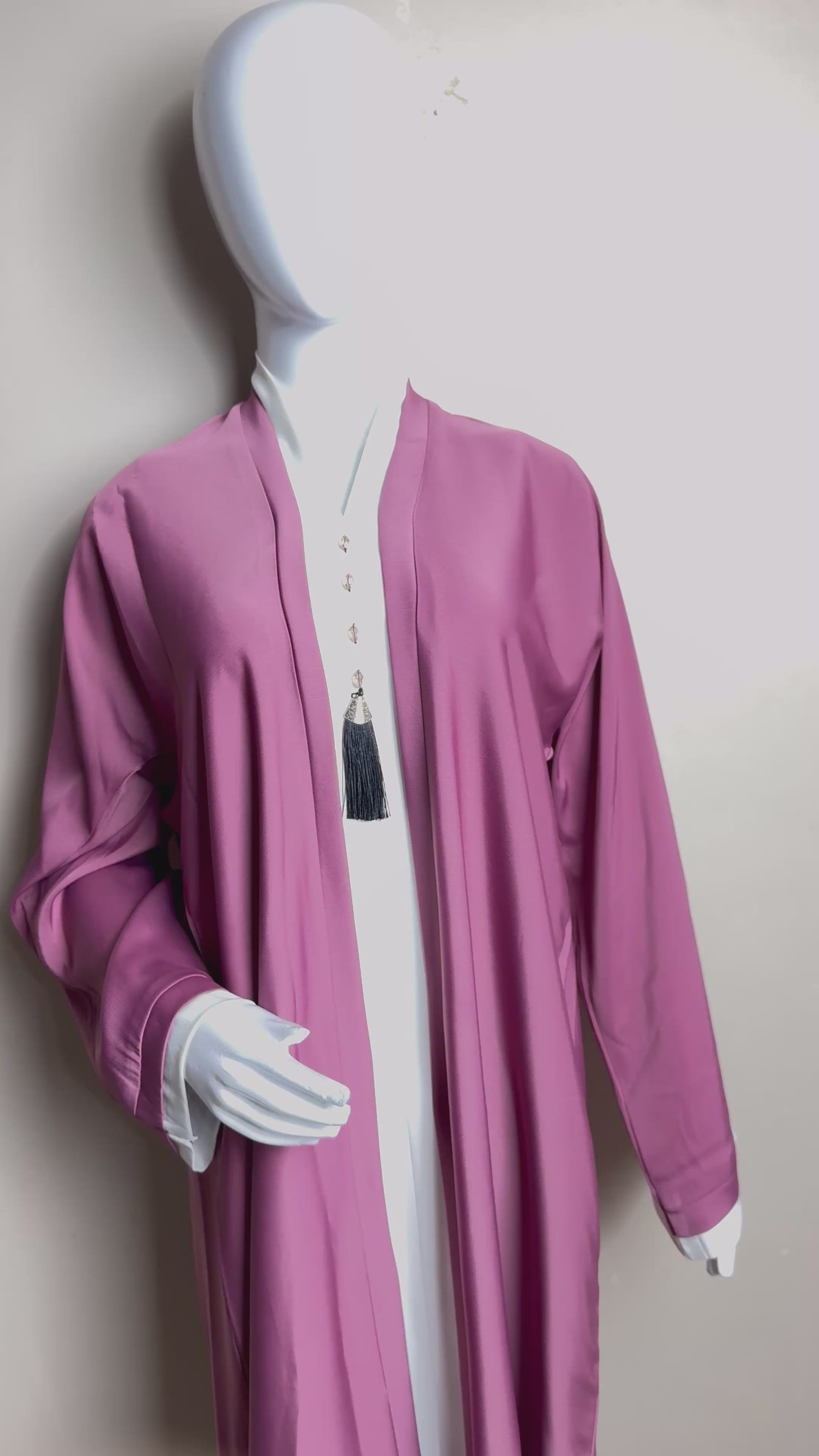 Two-Tone Mauve & White Sophisticated Abaya
